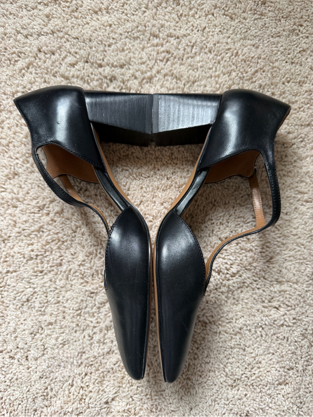 Adrienne Vittadini Black T-Strap Pointed Pumps with Ankle Buckle - Picture 2 of 5